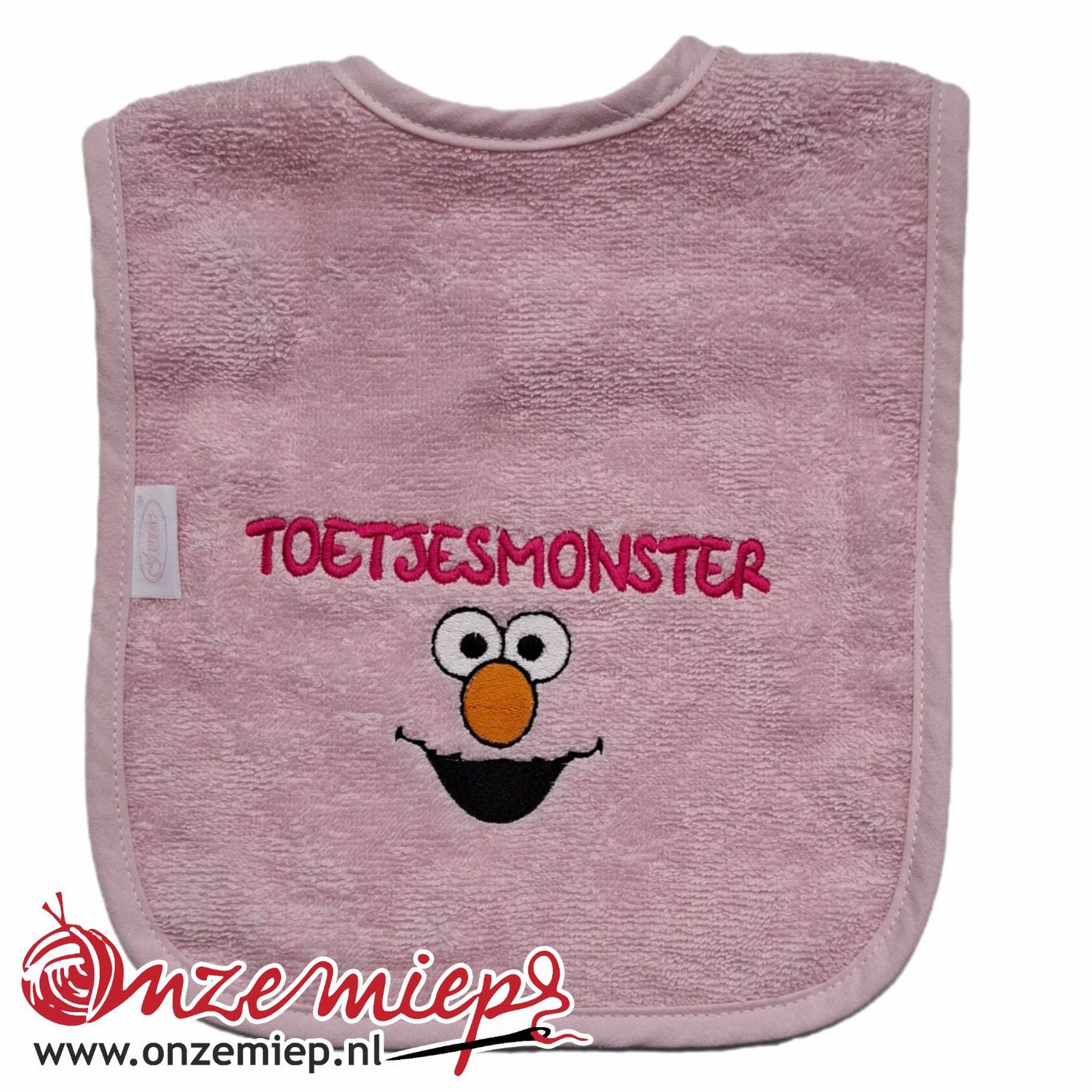 Licht roze slab met "Toetjesmonster"