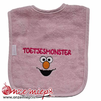 Licht roze slab met "Toetjesmonster"