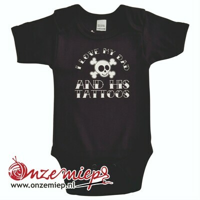 Zwarte romper met "I love my dad, and his tattoos"