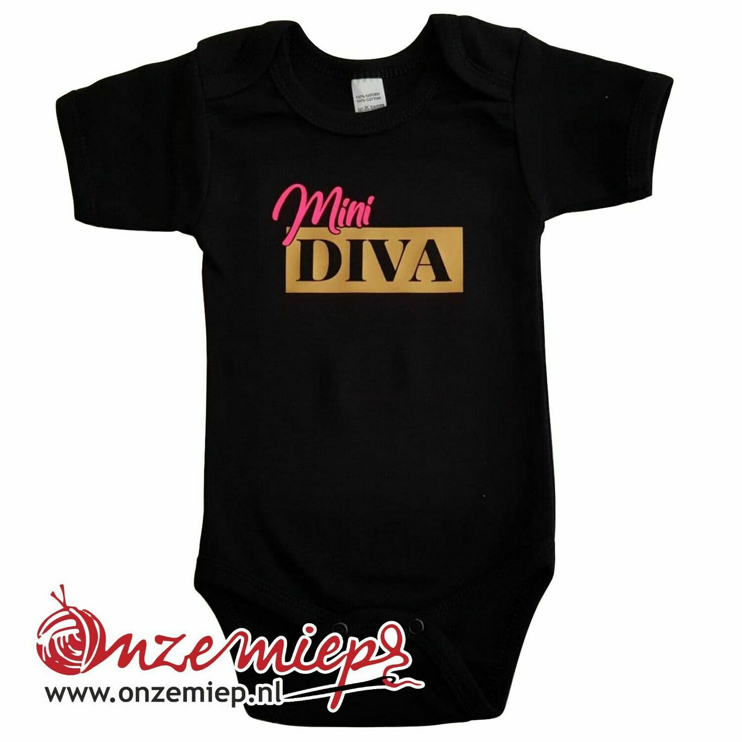 Zwarte romper met "Mini Diva"