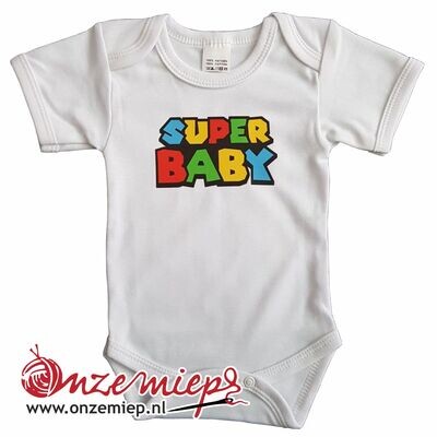 Witte romper met "Super baby" Witte romper met "Super baby"