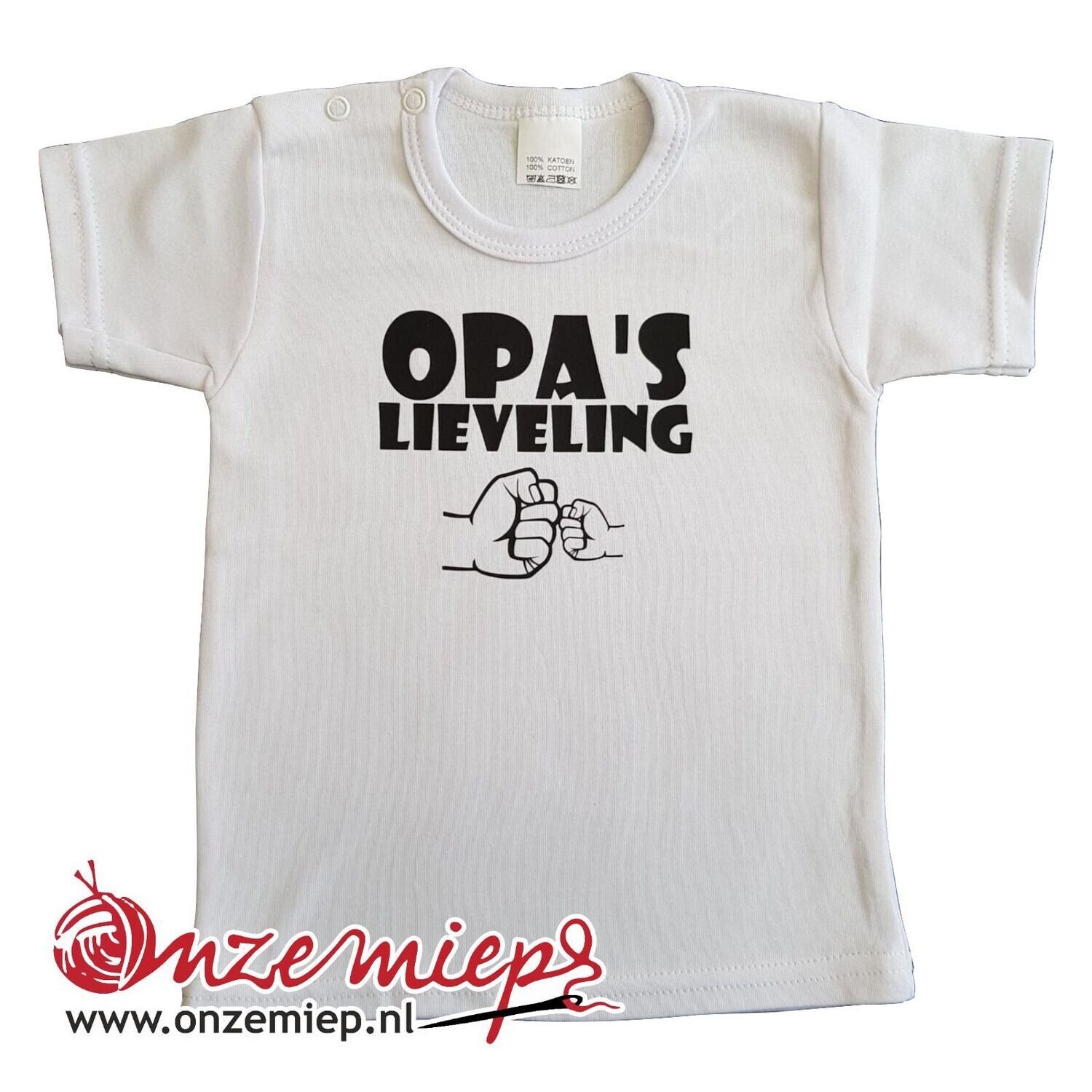 Wit baby shirt met "Opa's lieveling"
