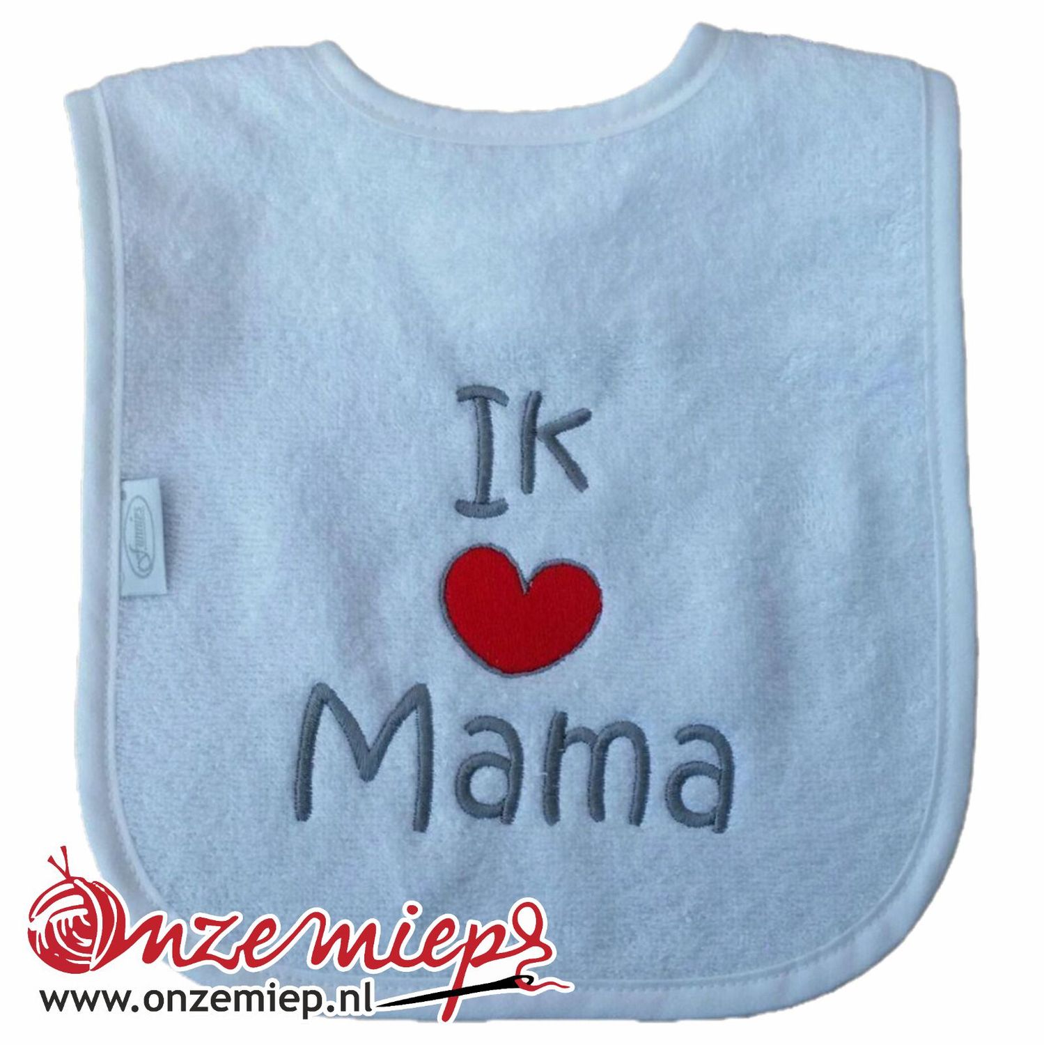 Witte slab met "Ik hou van mama"