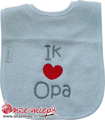 Witte slab met "Ik hou van opa"