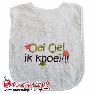 Witte slab met "Oei Oei ik knoei"