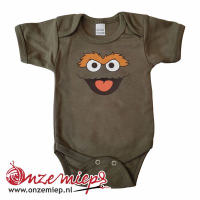 Donker groene romper met groen monstertje