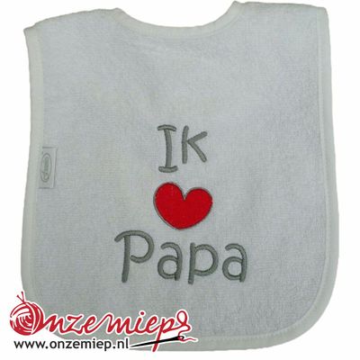 Witte slab met "Ik hou van papa" Witte slab met "Ik hou van papa"
