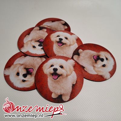 Maltezer leeuwtje onderzetters – set van 6 rubberen onderzetters
