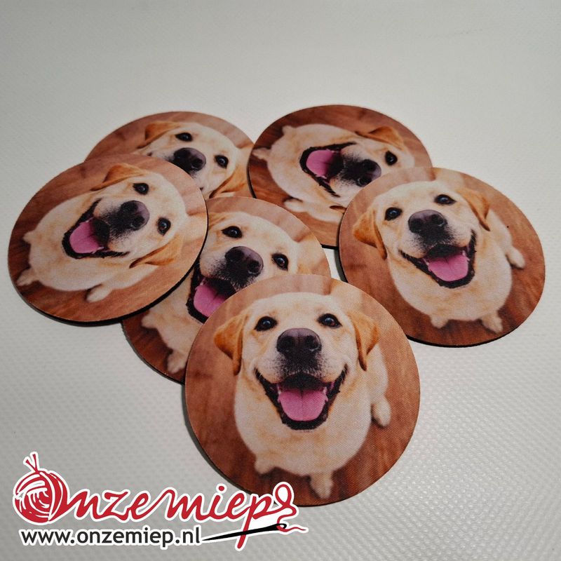 Labrador onderzetters – set van 6 rubberen onderzetters