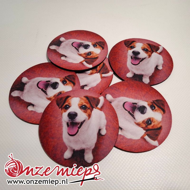 Jack russell onderzetters – set van 6 rubberen onderzetters
