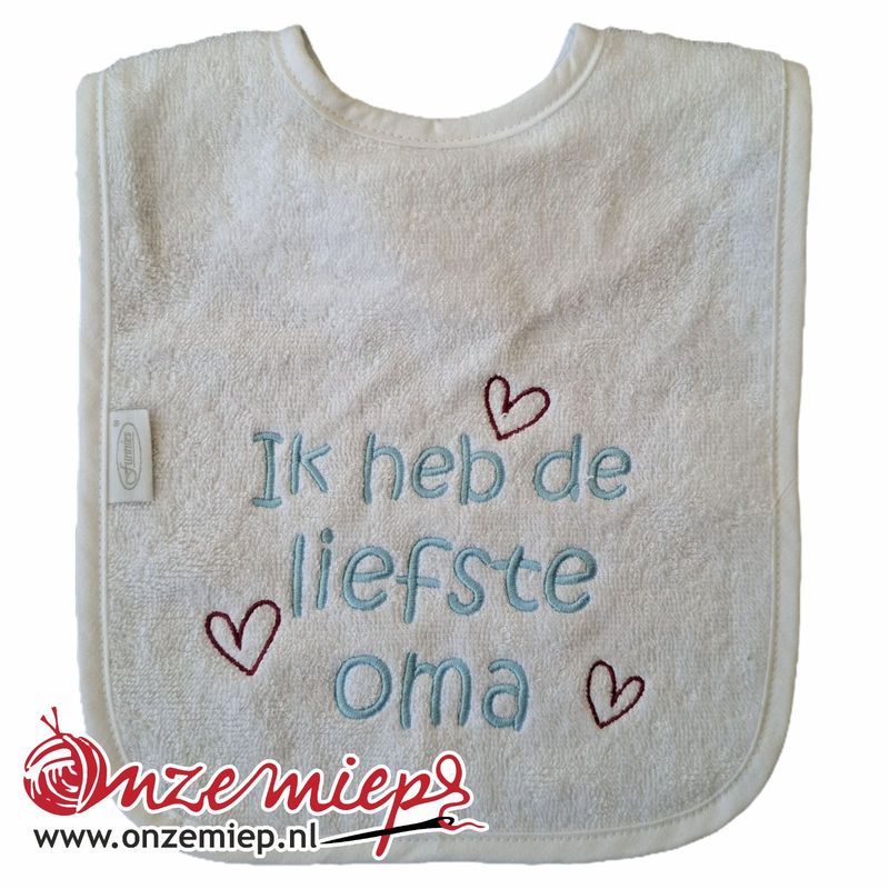 Witte slab met "Ik heb de liefste oma" - Blauwe letters