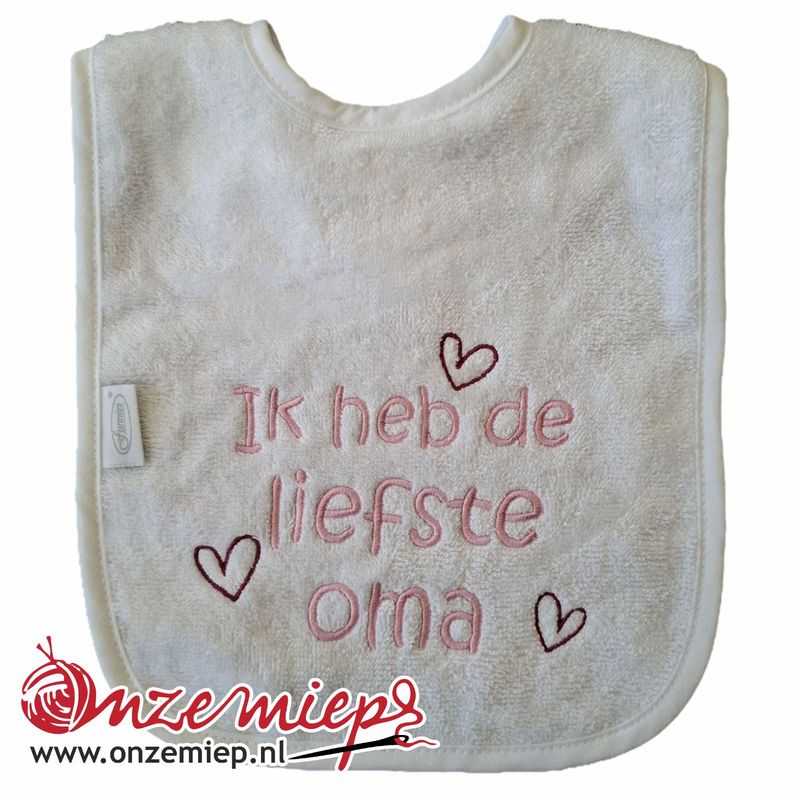 Witte slab met "Ik heb de liefste oma" - Roze letters