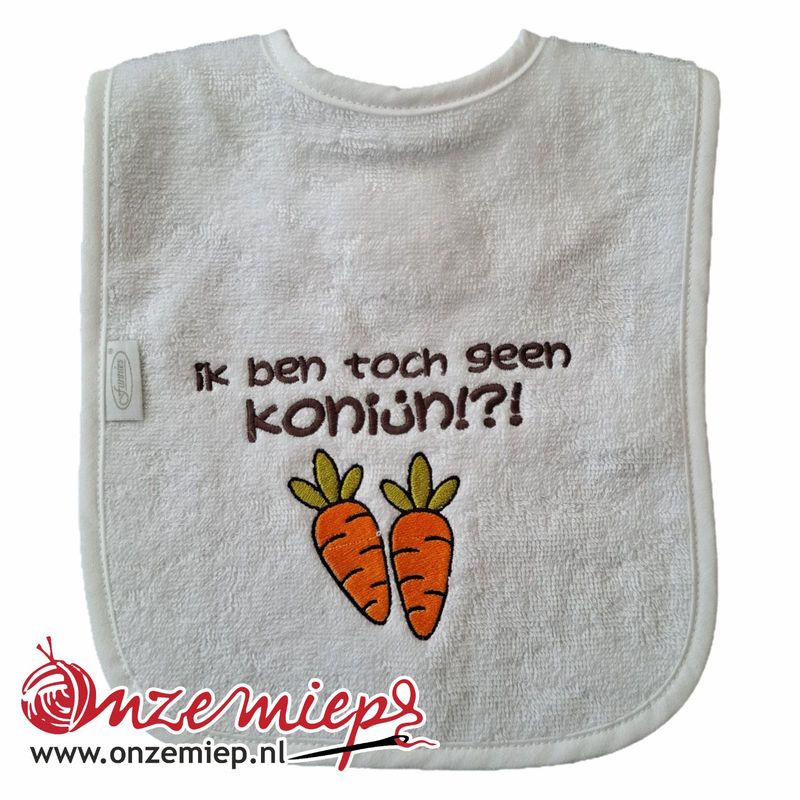 Witte slab met "Ik ben toch geen konijn!?!"