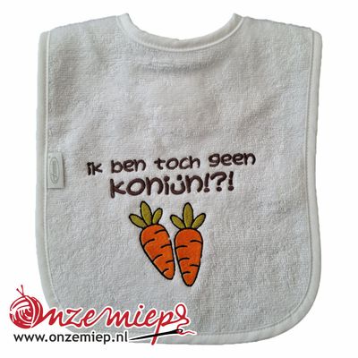 Witte slab met "Ik ben toch geen konijn!?!"