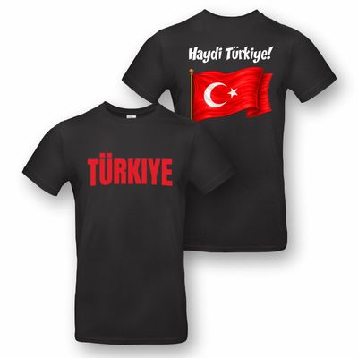 Zwart WK t-shirt met "Türkiye" en "Haydi Türkiye!" - maat L