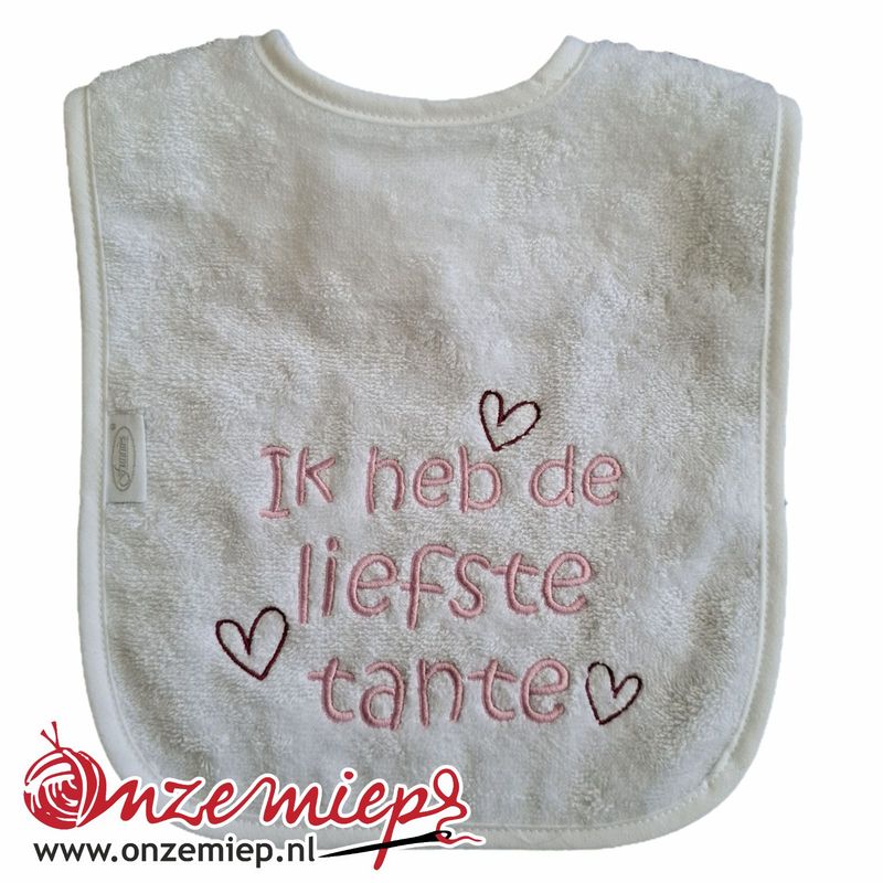 Witte slab met "Ik heb de liefste tante" - Roze letters