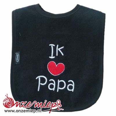 Zwarte slab met "Ik hou van papa"