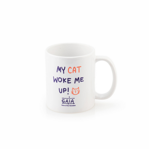 coffee mug 'My cat woke me up!'