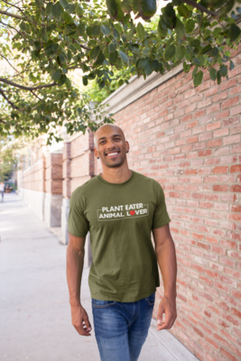 shirt &#39;Plant eater - Animal lover&#39; - khaki (men)