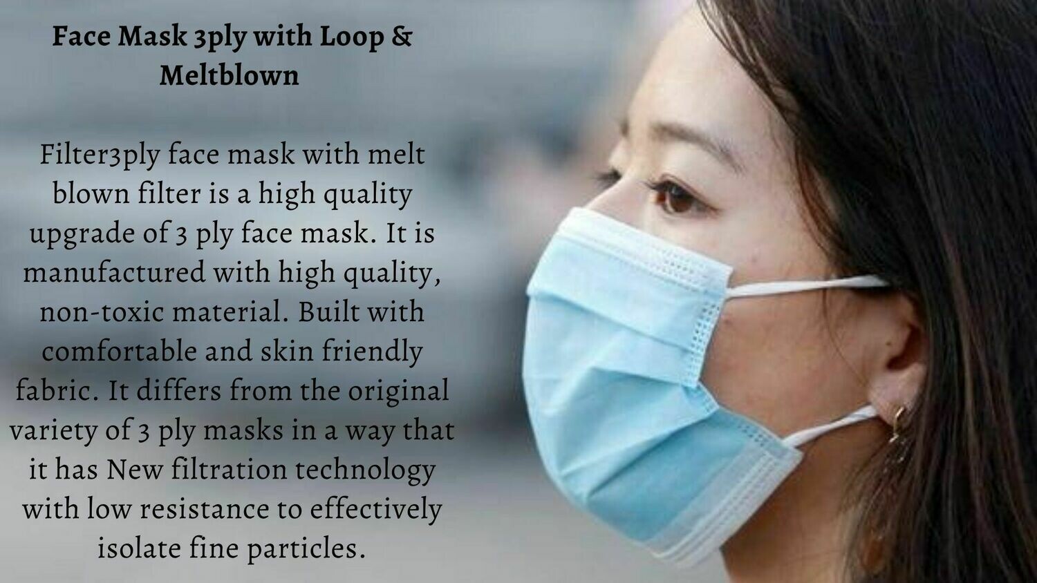 Disposable Mask  with Meltblown Fabric &amp; Elastic Ear Loops