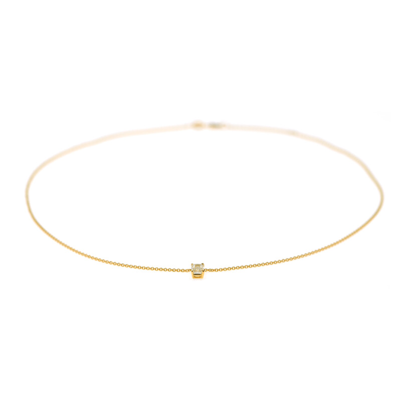 Collier solitaire et or jaune