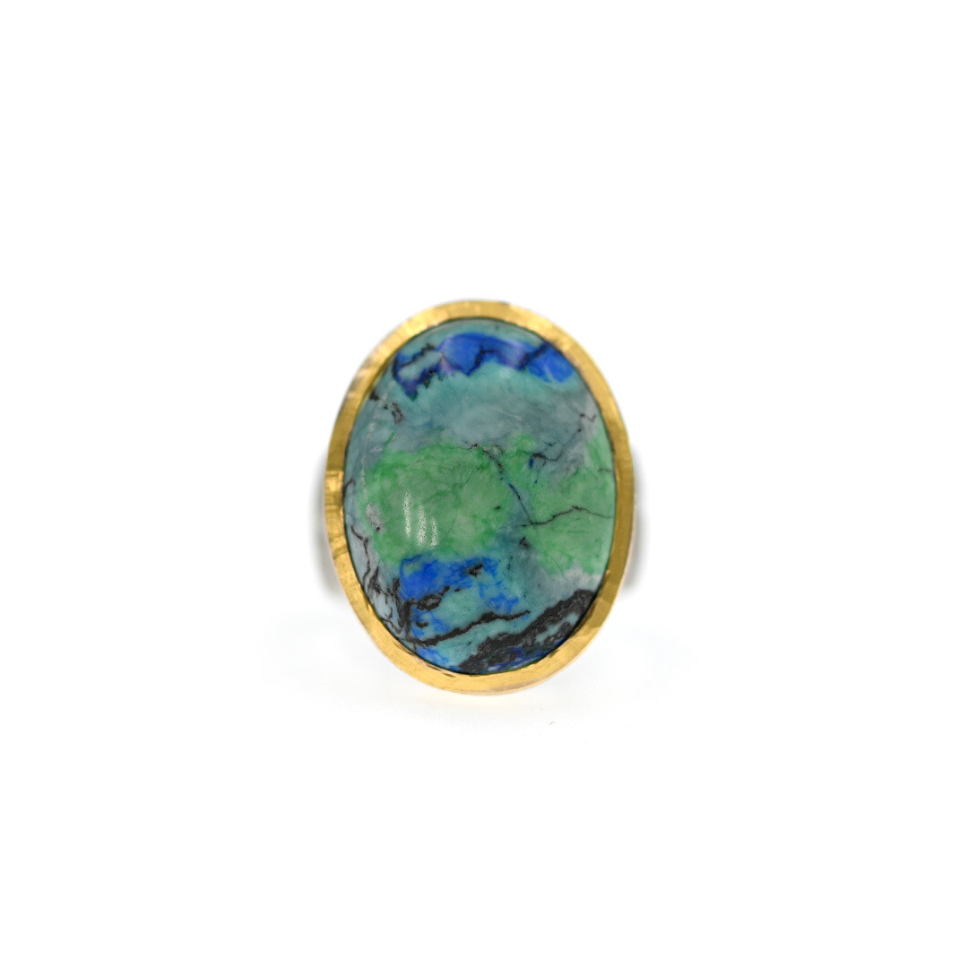 Bague argent et azurite