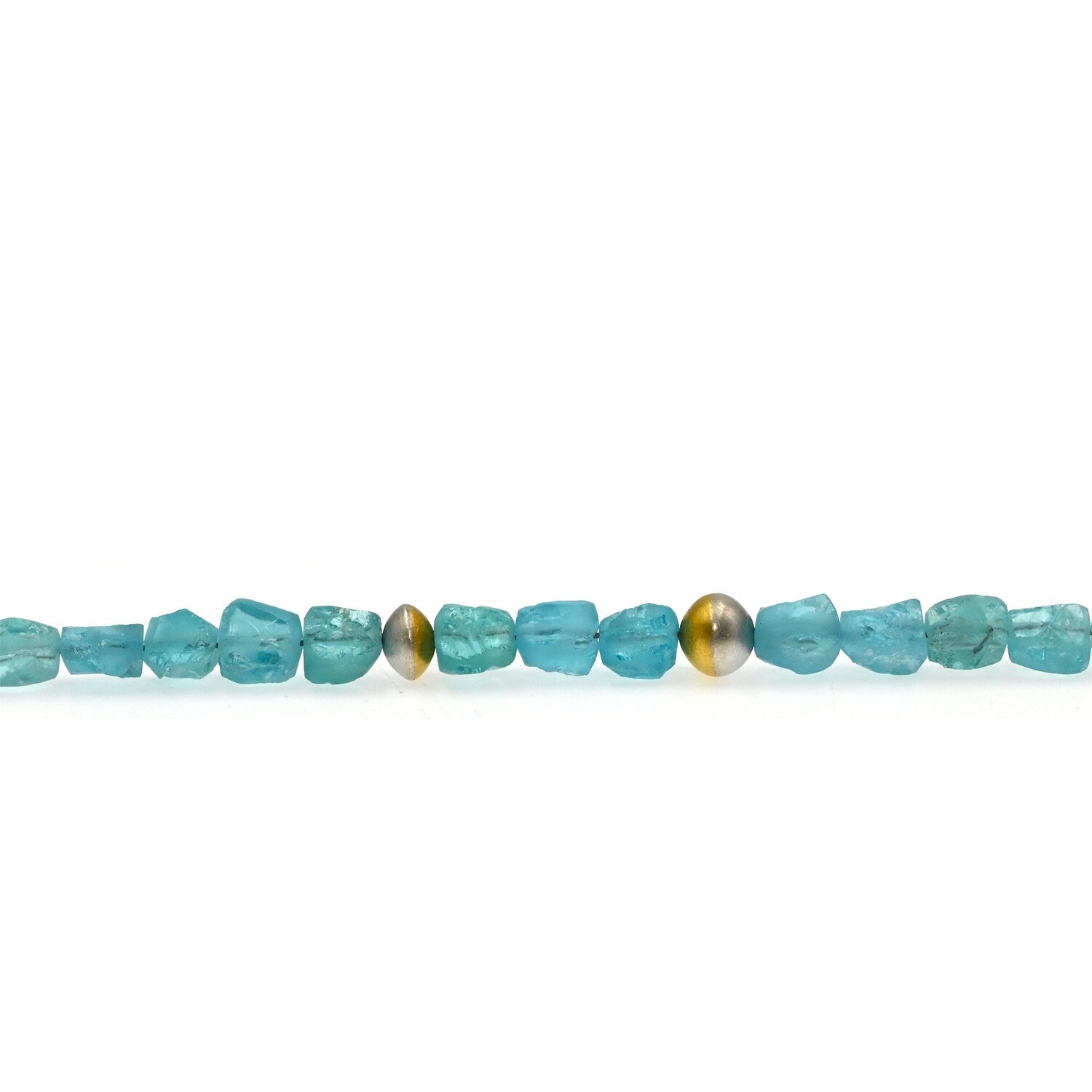 Collier argent, or jaune et apatite