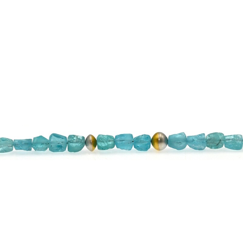 Collier argent, or jaune et apatite