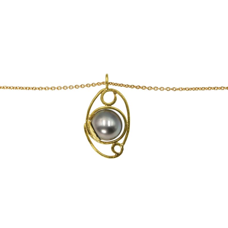 Pendentif en or jaune et perle de Tahiti