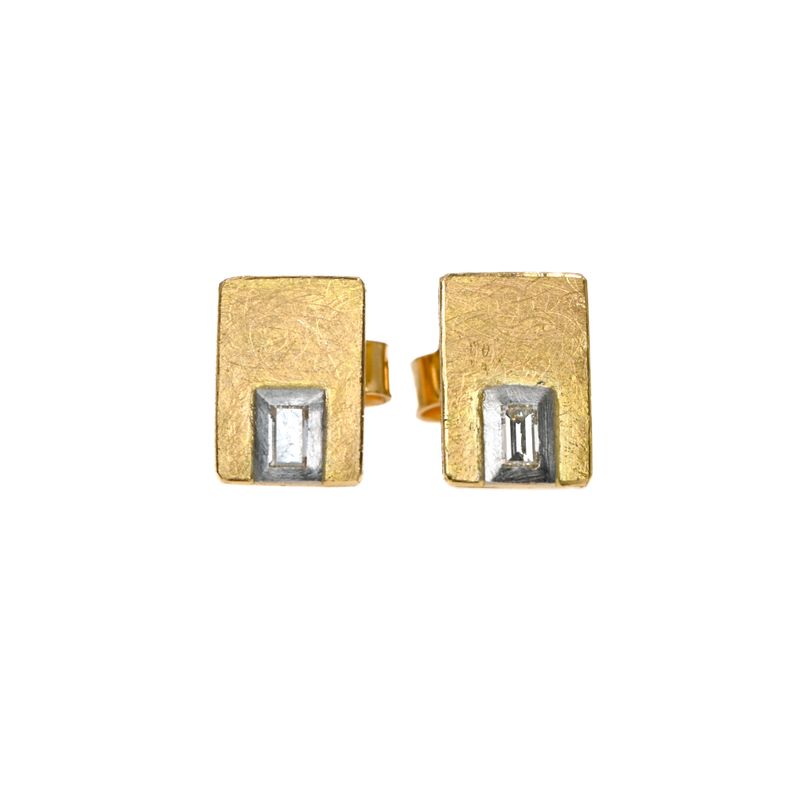 Boucles d&#39;oreilles diamant baguette