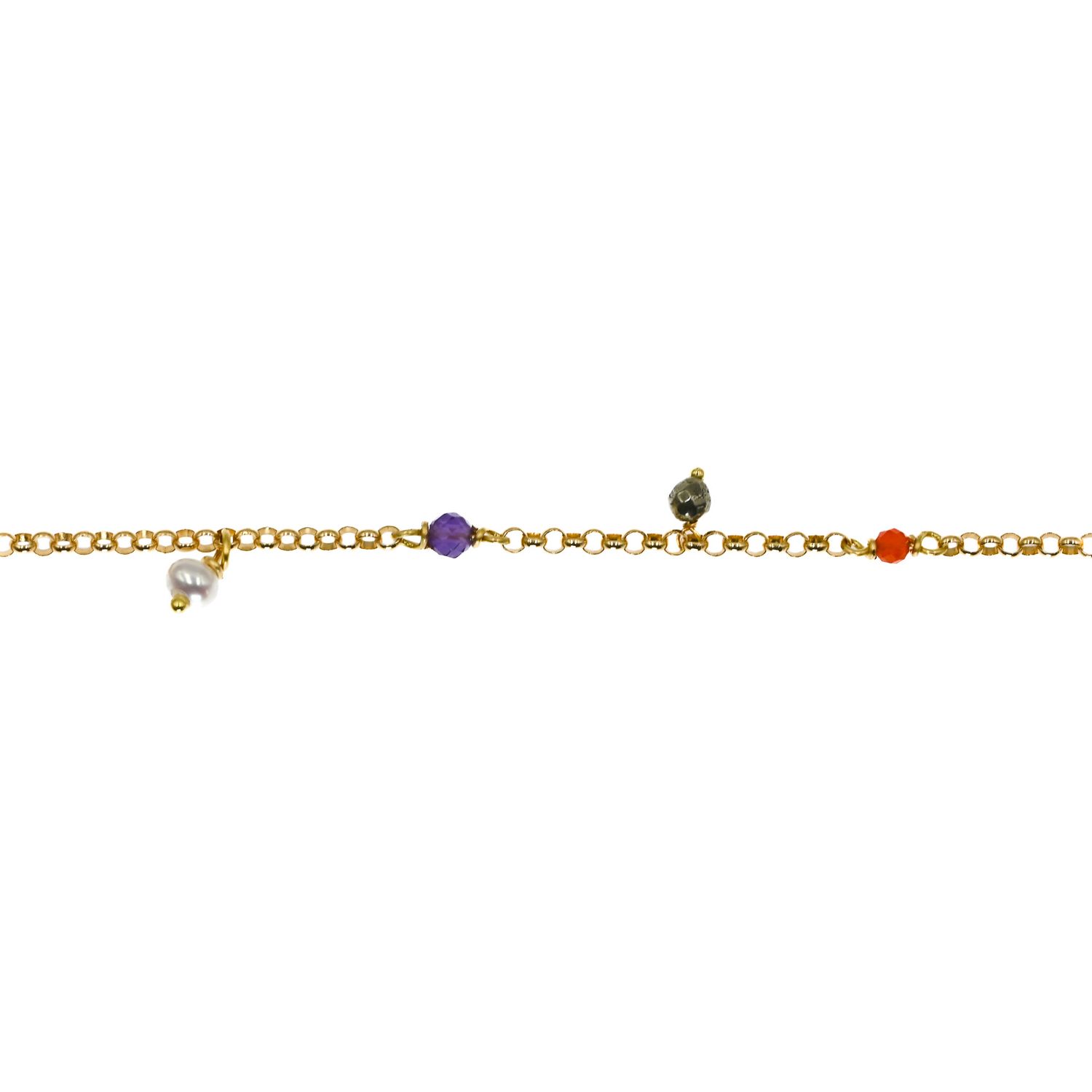 Bracelet fin or jaune et pierres fines