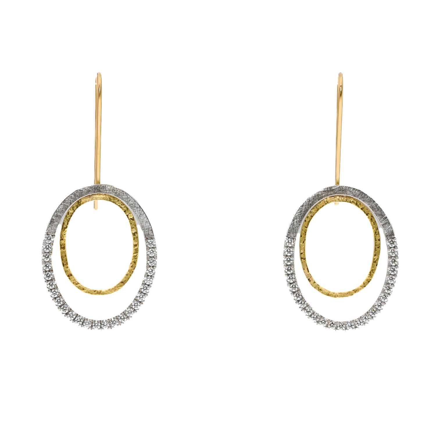 Boucles d&#39;oreilles ovales en diamants