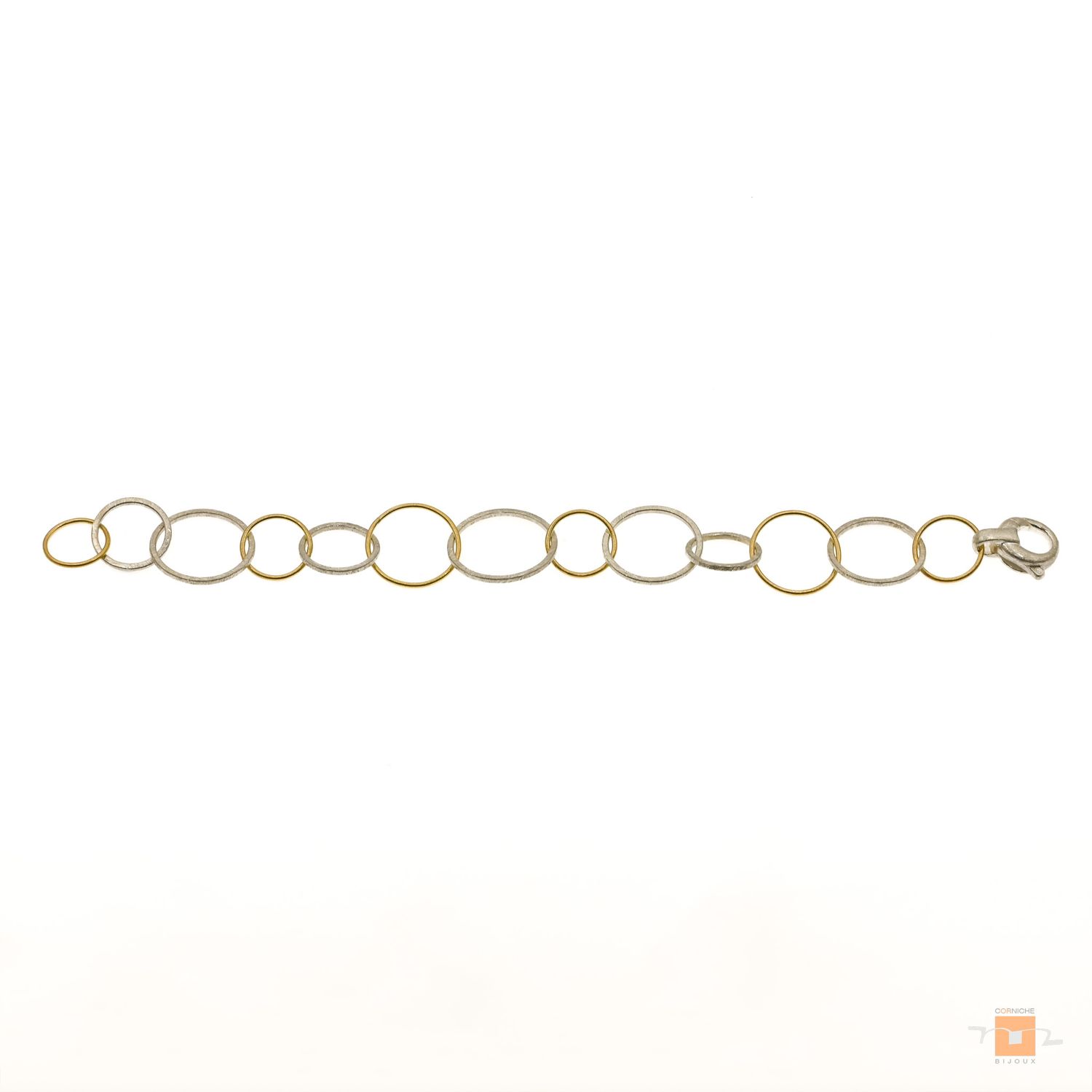 Bracelet anneaux argent et or