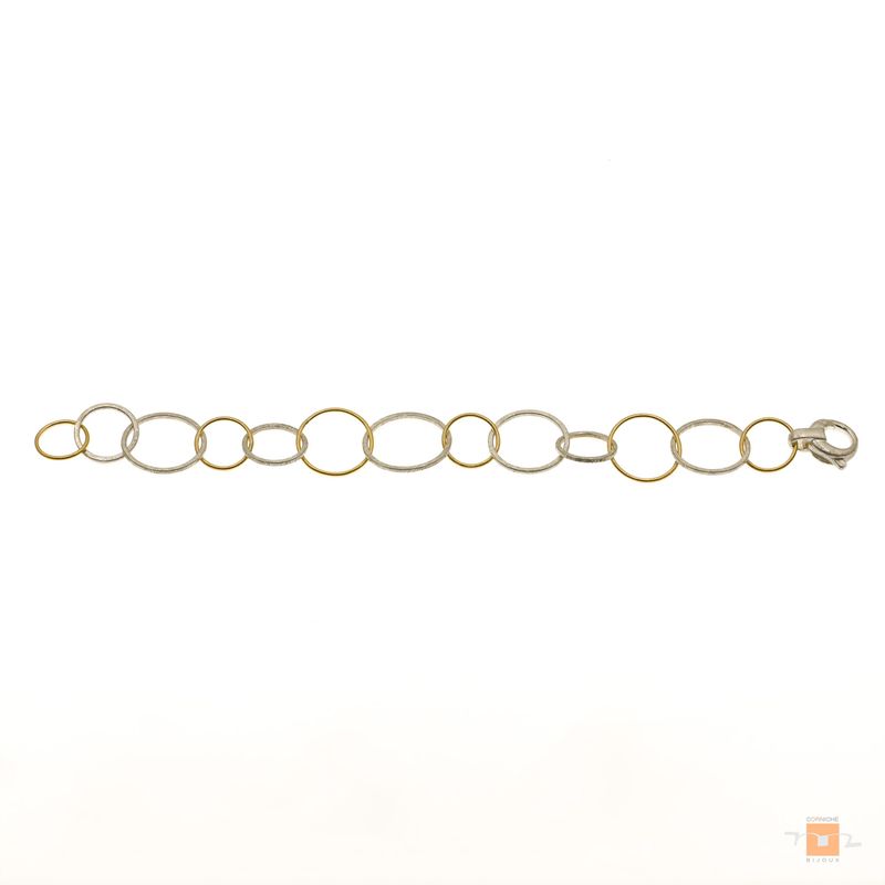 Bracelet anneaux argent et or