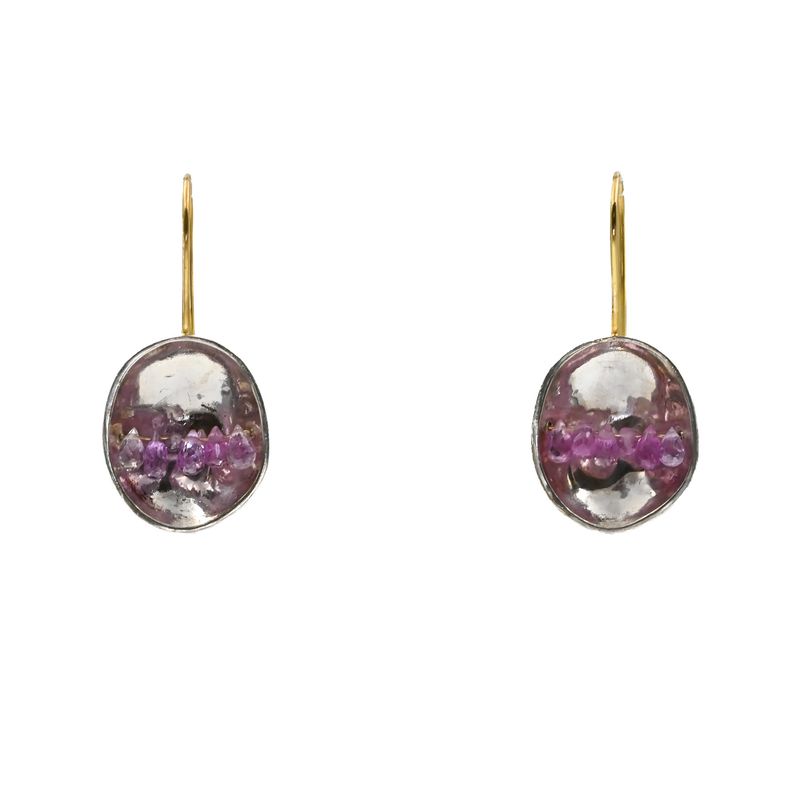 Boucles or jaune, argent et saphirs roses Boucles or jaune, argent et saphirs roses