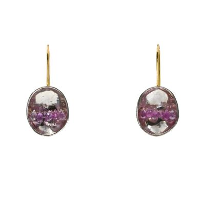 Boucles or jaune, argent et saphirs roses Boucles or jaune, argent et saphirs roses