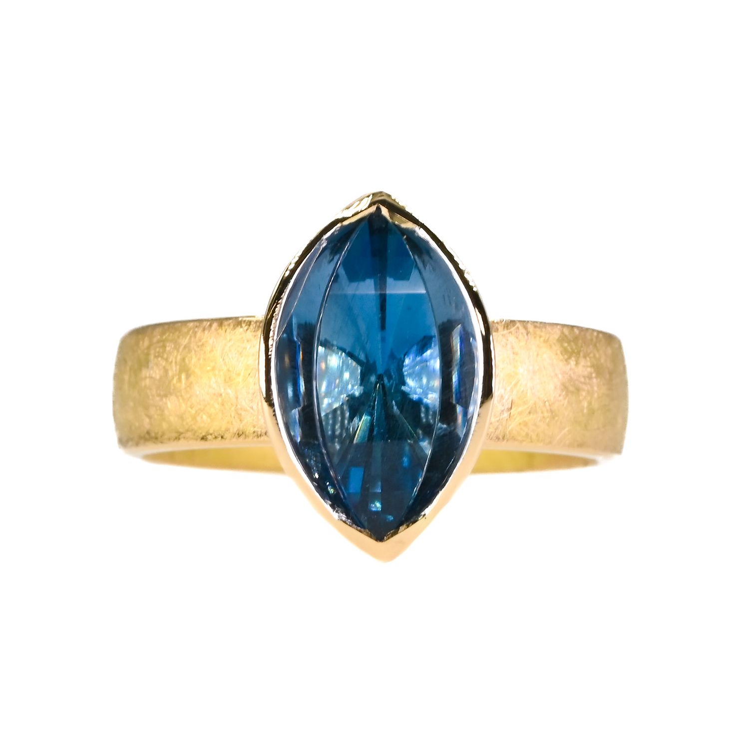 Bague or et aigue marine