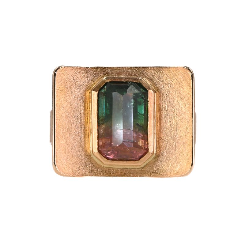 Bague or rose et tourmaline tricolore Bague or rose et tourmaline tricolore