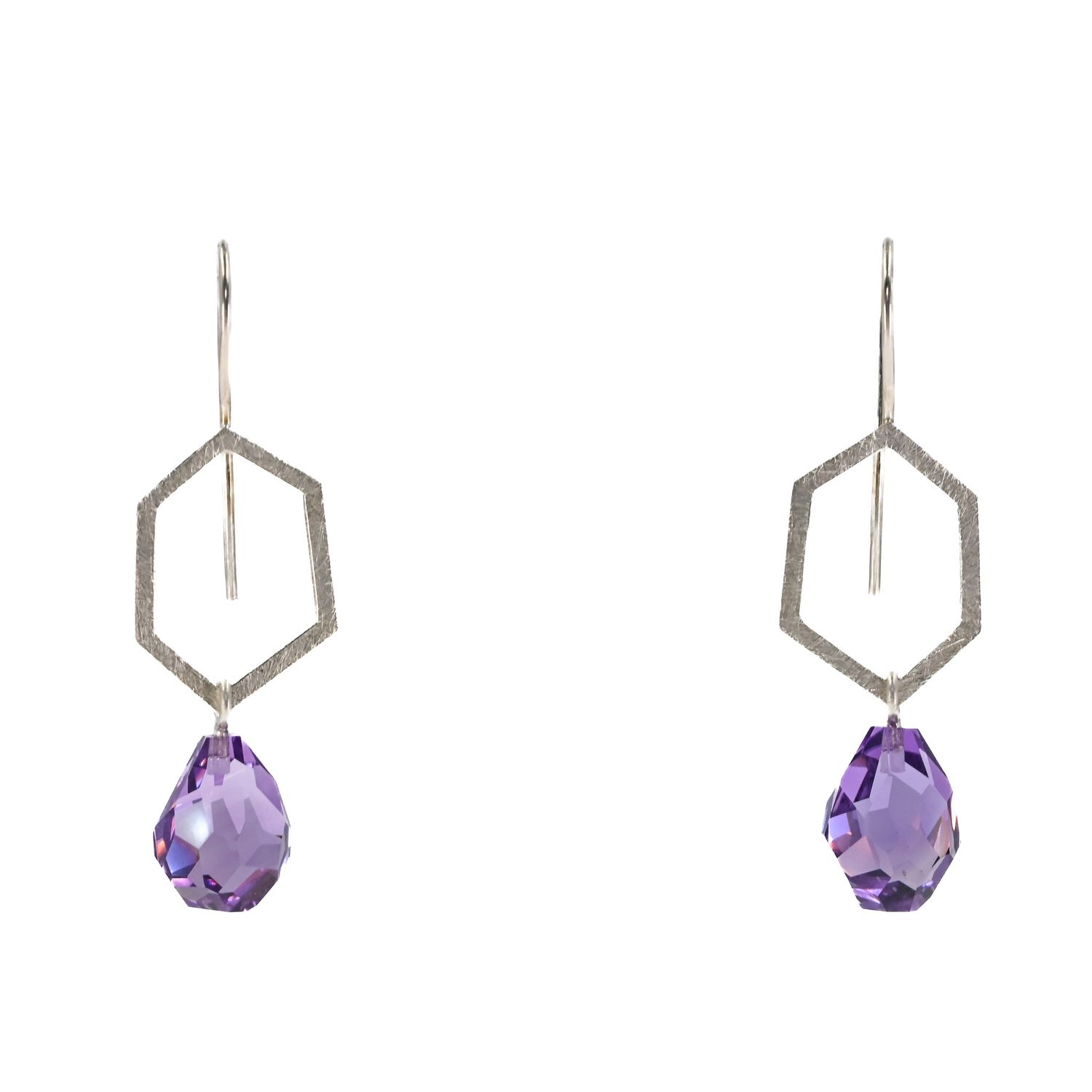 Boucles argent et améthyste facettée Boucles argent et améthyste facettée