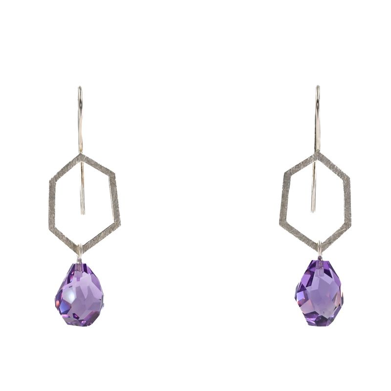 Boucles argent et améthyste facettée Boucles argent et améthyste facettée