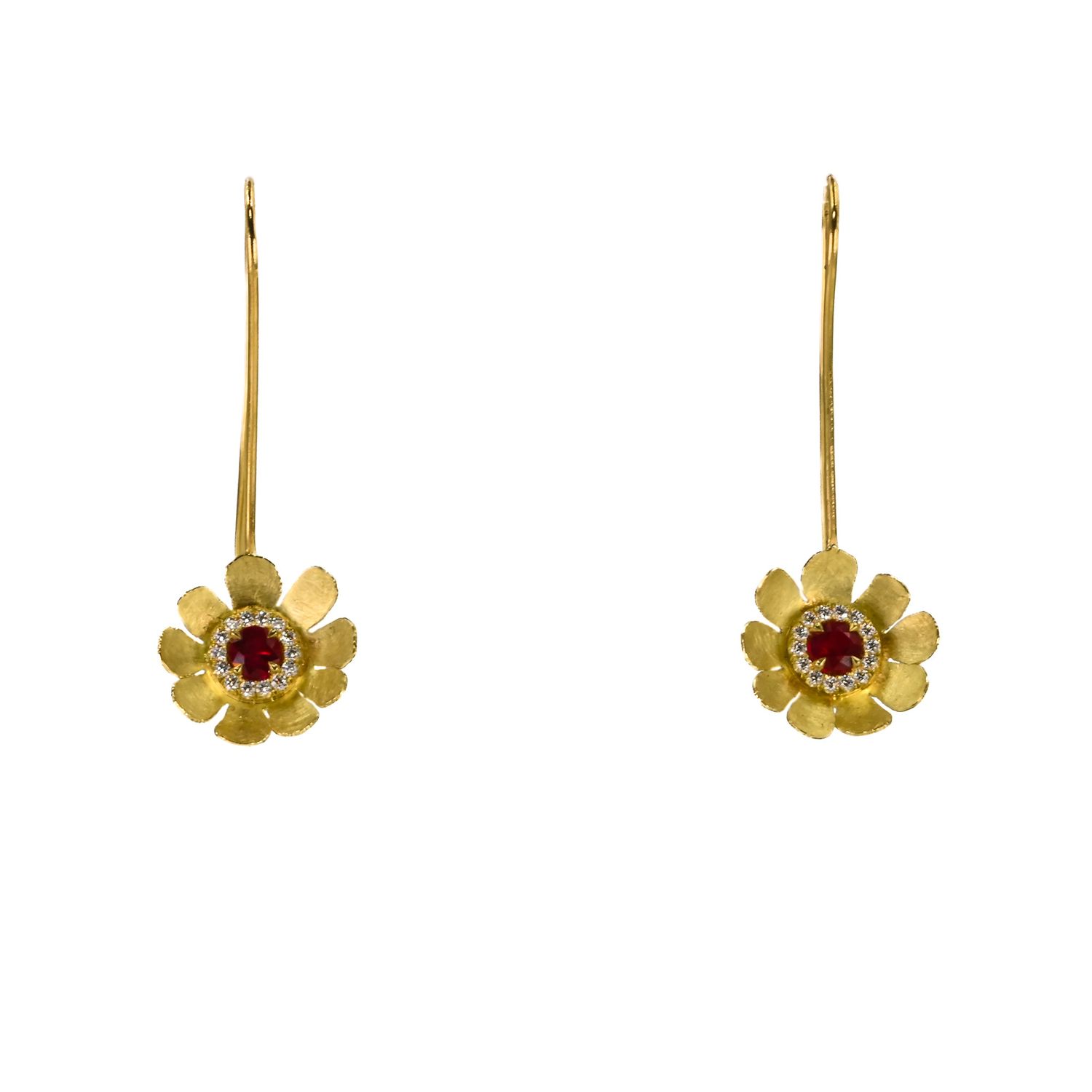 Boucles raffinées or, diamants et rubis Boucles raffinées or, diamants et rubis