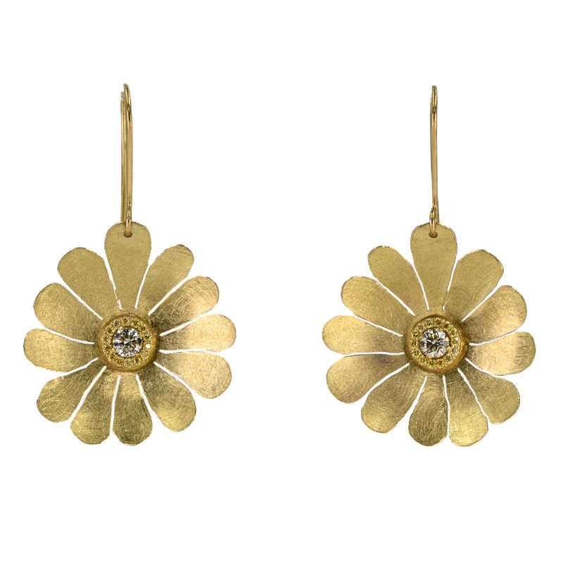 Grandes fleurs d’or au coeur de diamant Grandes fleurs d’or au coeur de diamant