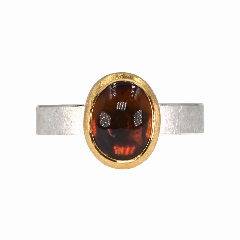 Bague argent et tourmaline brune dorée
