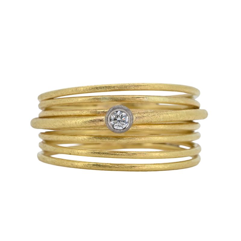 Bague multi-fils d’or avec diamant Bague multi-fils d’or avec diamant