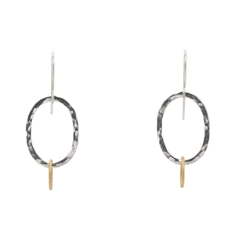 Boucles d'oreilles duo d’anneaux argent et or Boucles d'oreilles duo d’anneaux argent et or