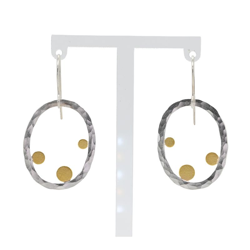 Boucles d'oreilles en oval d’argent et pastilles d’or Boucles d'oreilles en oval d’argent et pastilles d’or