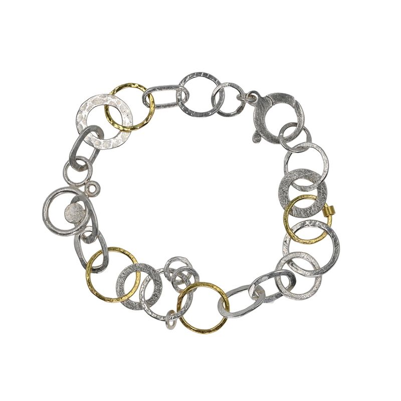 Bracelet argent et or avec pastille d’argent Bracelet argent et or avec pastille d’argent