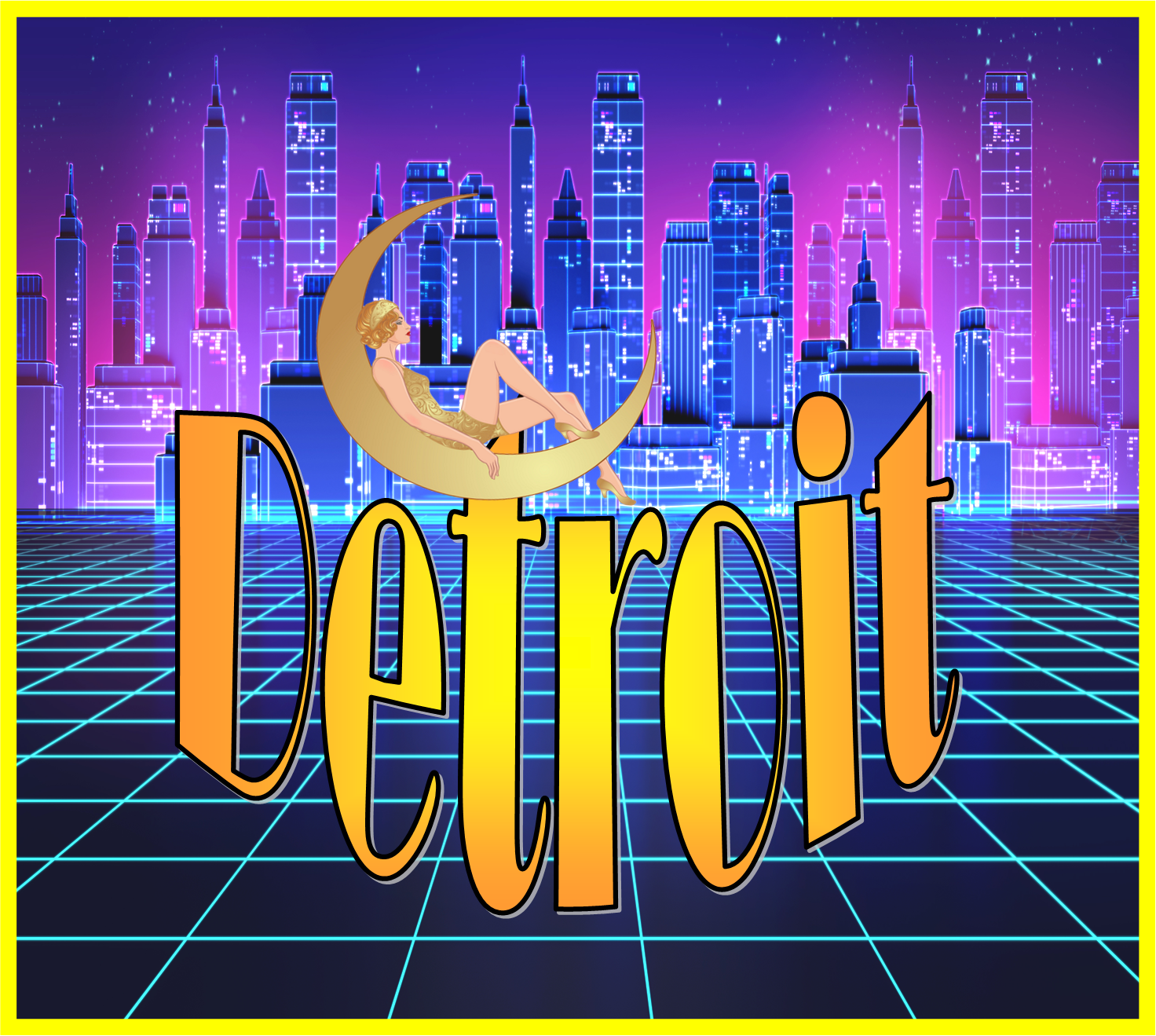 Detroit Grid with Moon