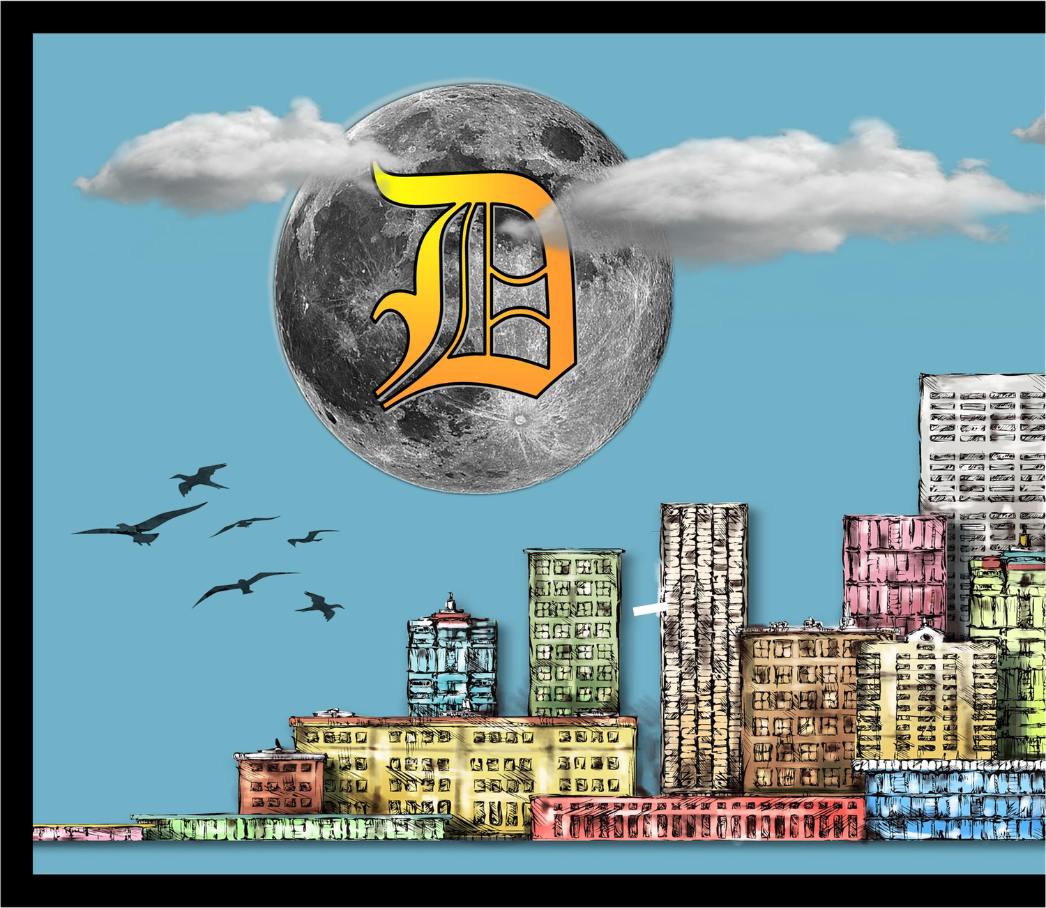 The D Cityscape With River and Birds