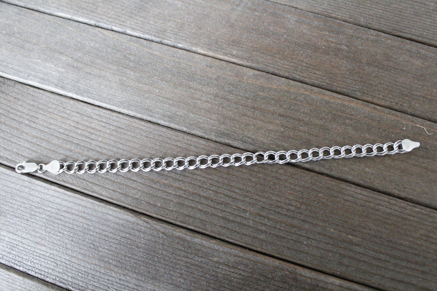 STERLING DBL LINK 6IN CHARM BRACELET